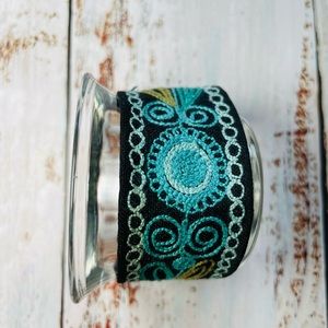 Teal + Black Boho Velcro Bracelet